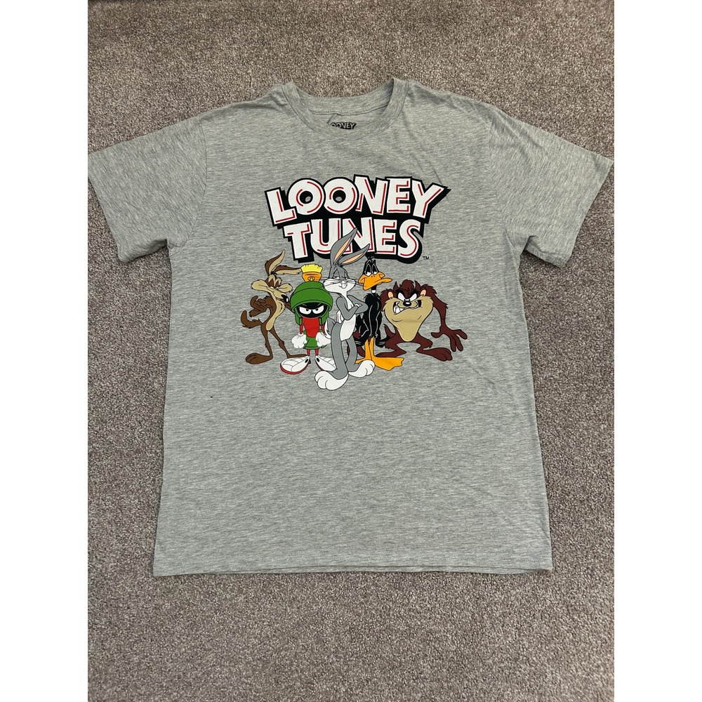 Looney Tunes Graphic T-Shirt Mens XL Grey Excellent Bugs Bunny Daffy Duck Taz